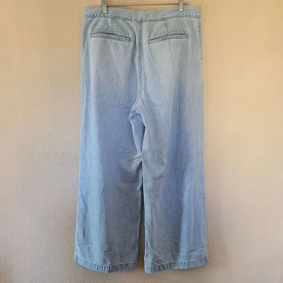 Madewell The Harlow Wide Leg Jeans Womens Blue Denim High Rise Size 30 Pleated - Picture 8 of 8